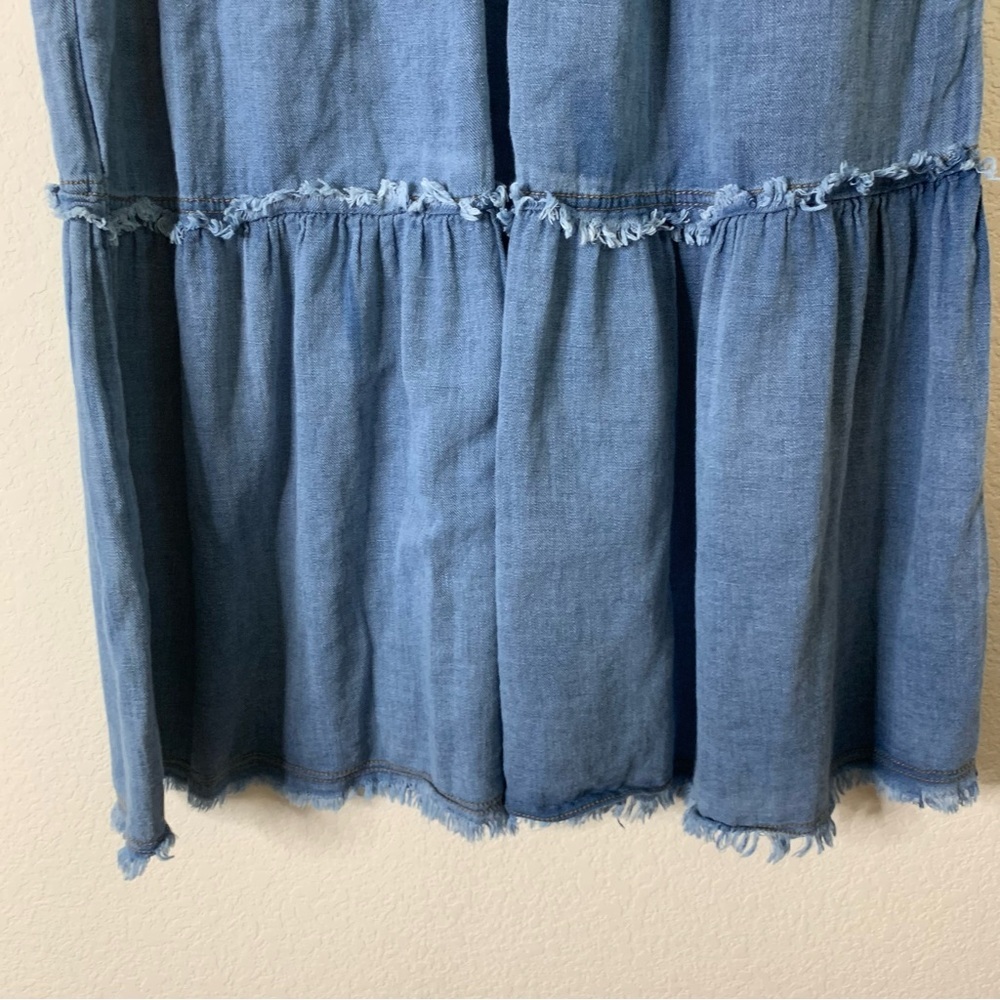 Anthropologie The Bettina Tiered Shirt Dress Denim Blue MP - Picture 3 of 9